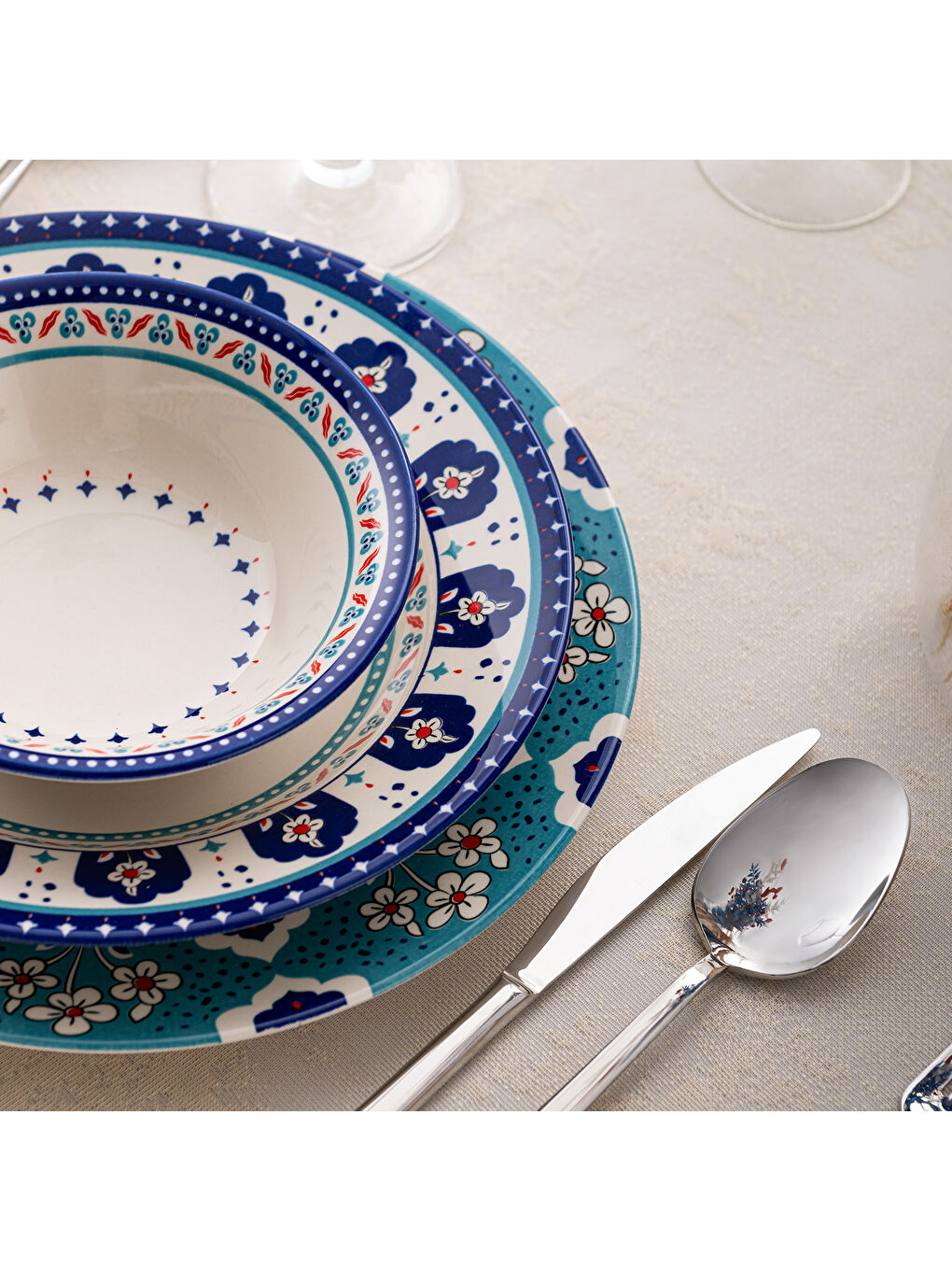 Beyaz Şems 24 Parça 6 Kişilik Yemek Takımı-5