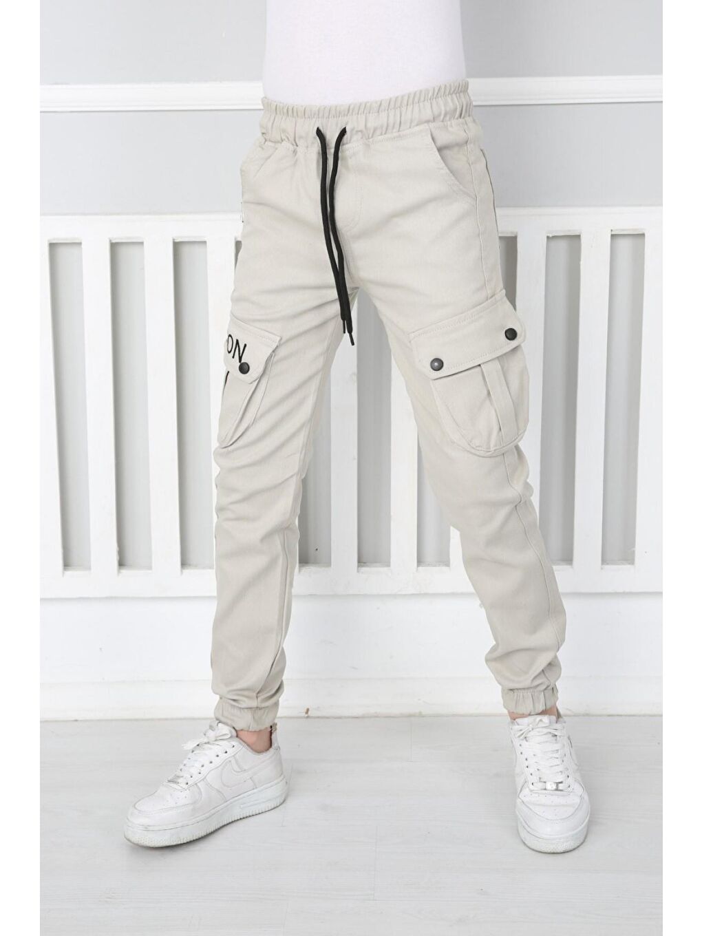 Bej Erkek Çocuk Kargo Pantolon-1