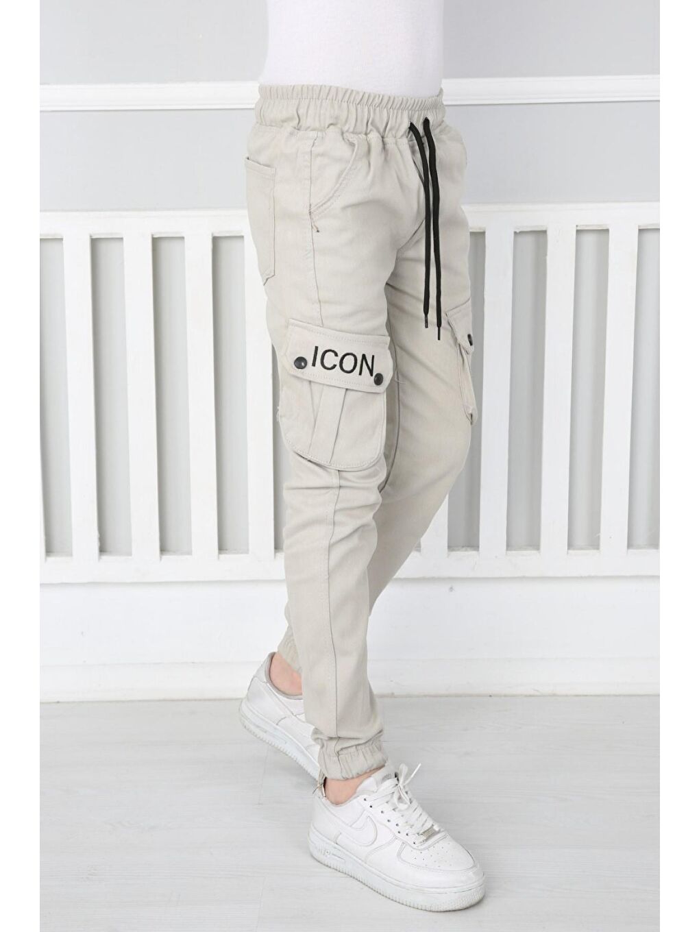 Bej Erkek Çocuk Kargo Pantolon-2