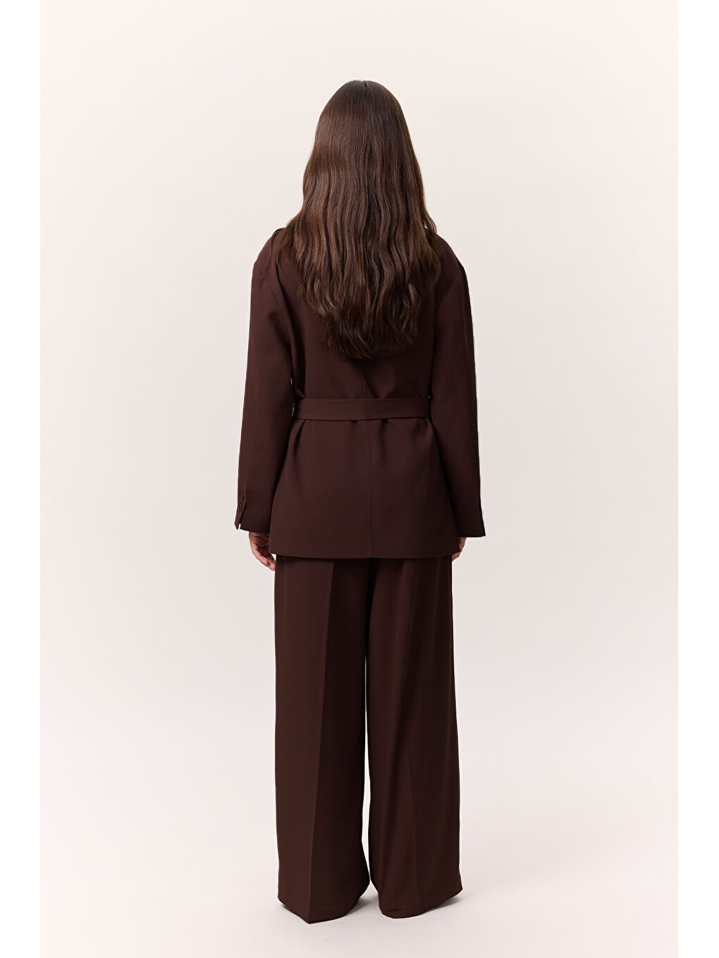 Dökümlü Kemerli Ceket Mürdüm-6