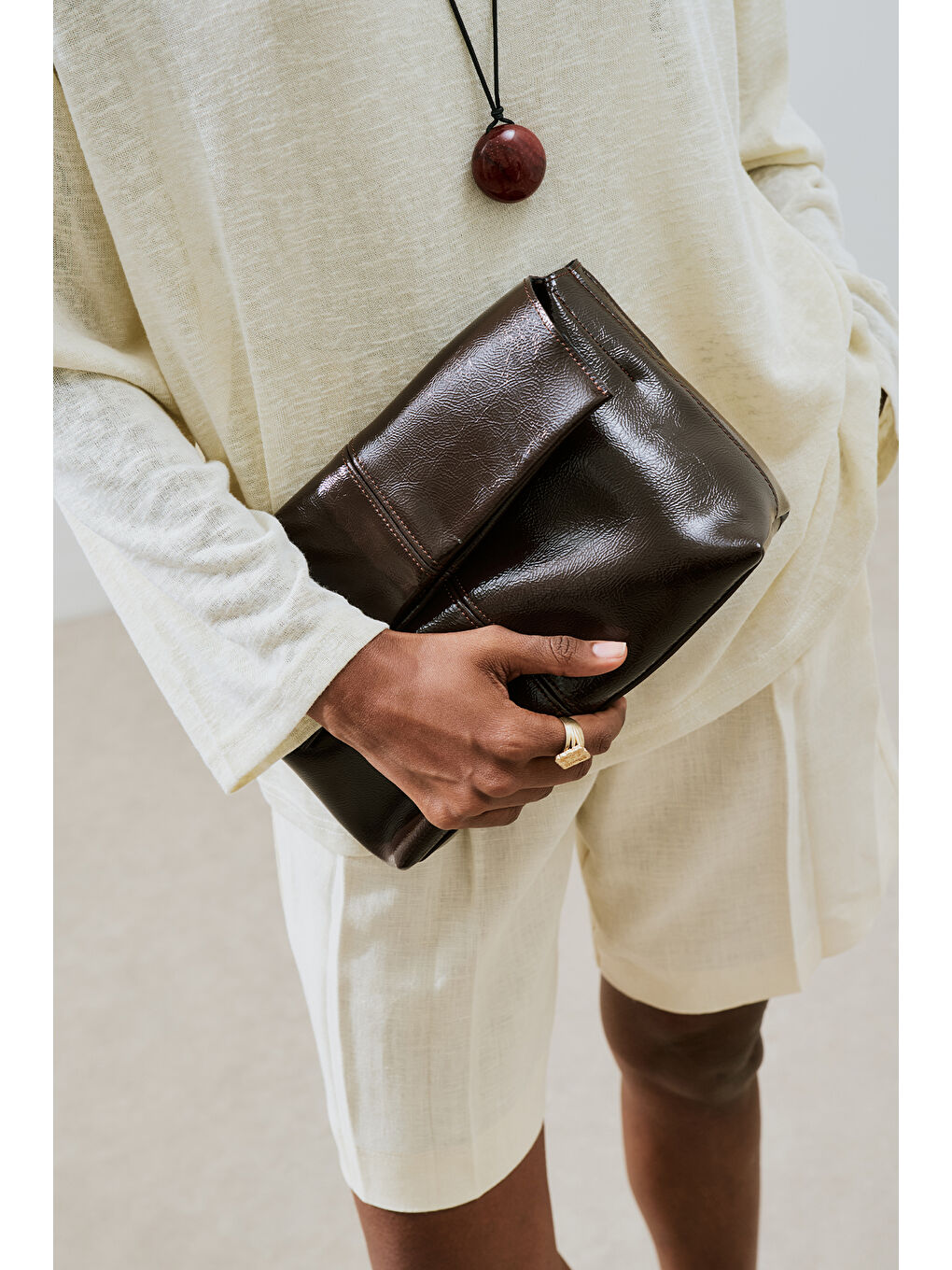 Kapaklı Deri Çanta Kahverengi-1