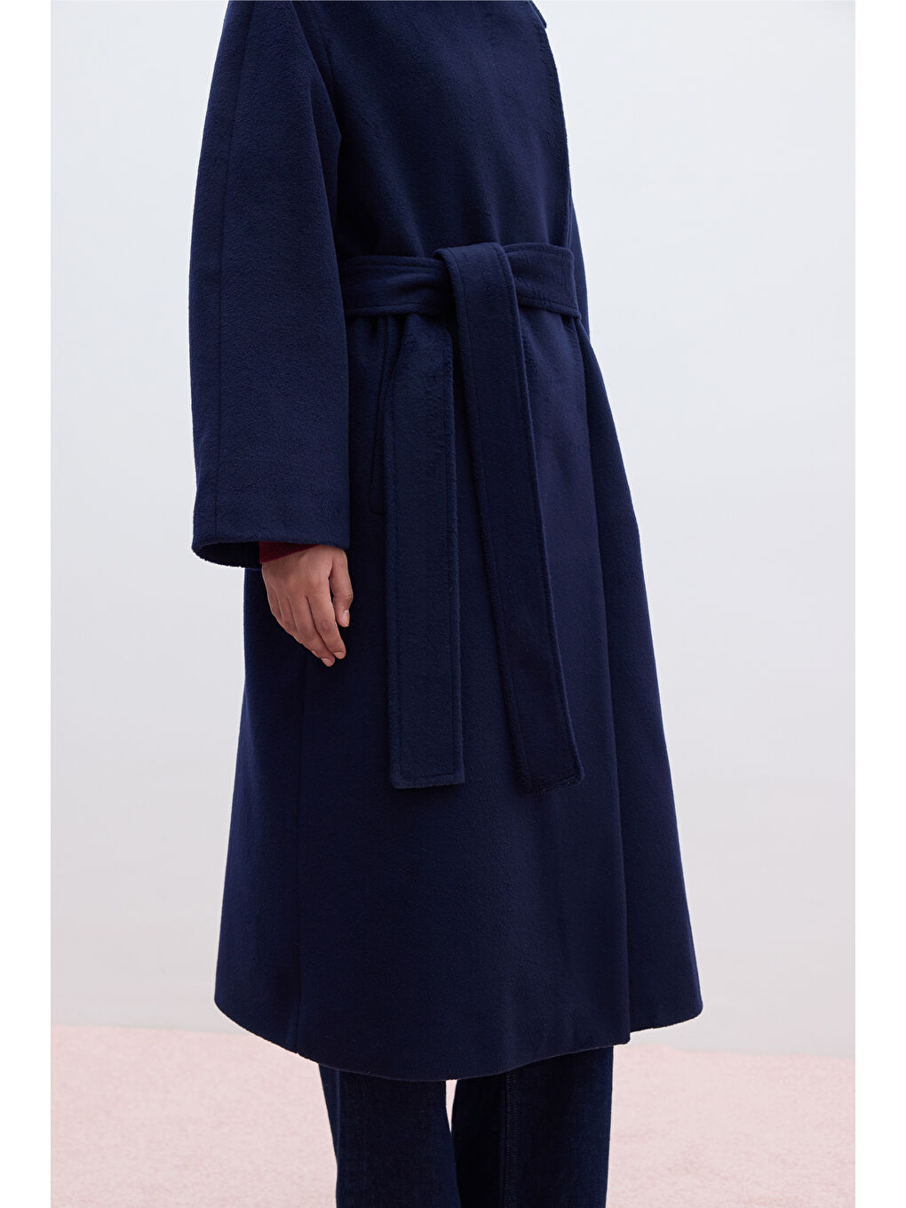 Düz Kapamalı Kaşe Kaban Lacivert-2