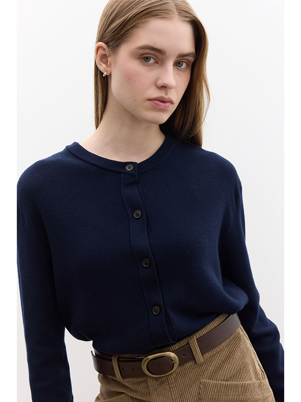 Yumuşak Dokulu Triko Hırka Lacivert-2