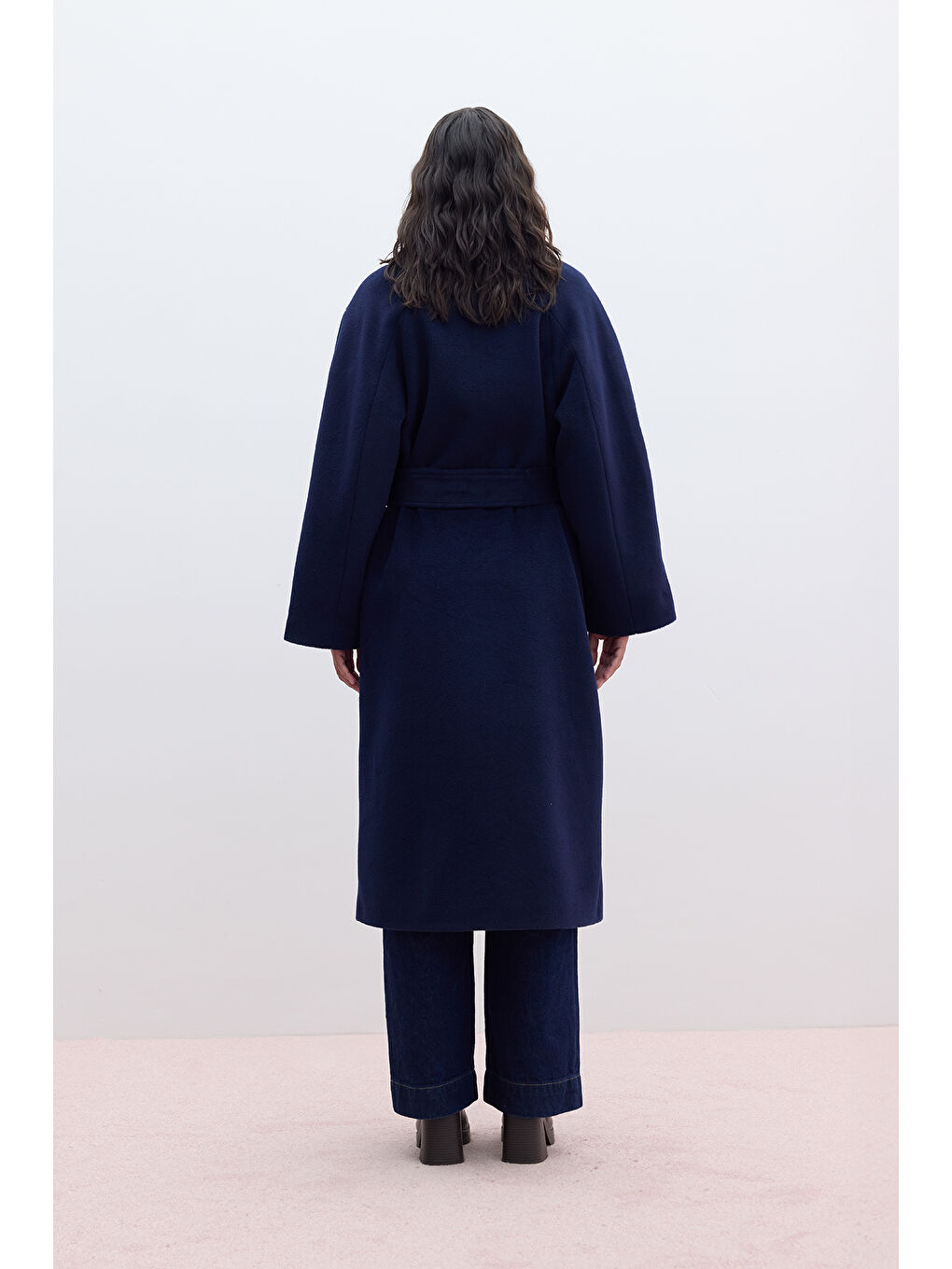 Düz Kapamalı Kaşe Kaban Lacivert-5