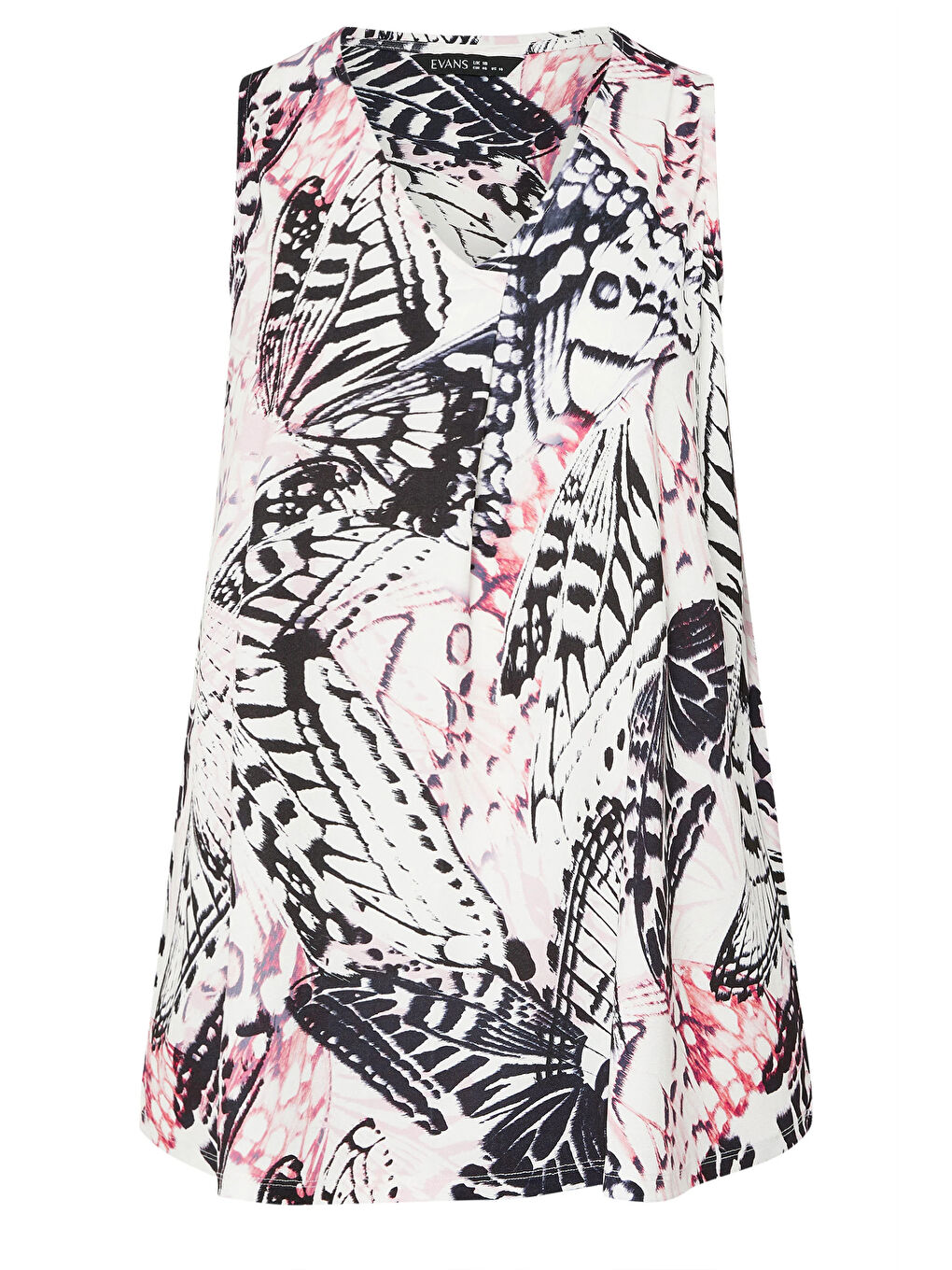 Karışık Büyük Beden V Yaka Sıfır Kol Desenli Asimetrik Kesim T-shirt 616291-4