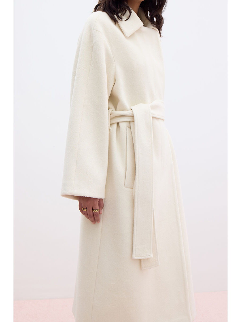 Düz Kapamalı Kaşe Kaban Ekru-4