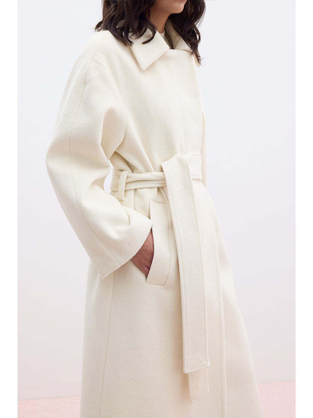 Düz Kapamalı Kaşe Kaban Ekru-6