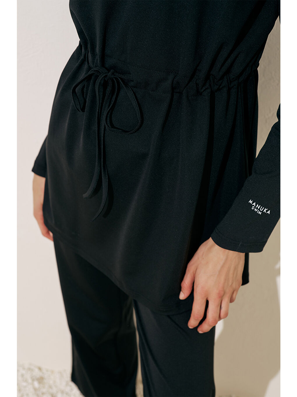 Beli Ayarlamalı Tesettür Mayo Siyah-2