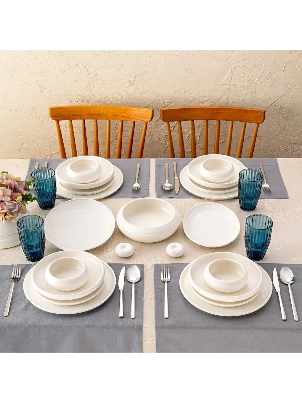 Beyaz Kınalıada 53 Parça 12 Kişilik Yuvarlak Yemek Takımı-3