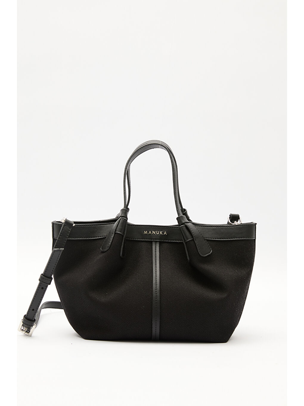 Kanvas Dikiş Detaylı Mini Çanta Siyah-3