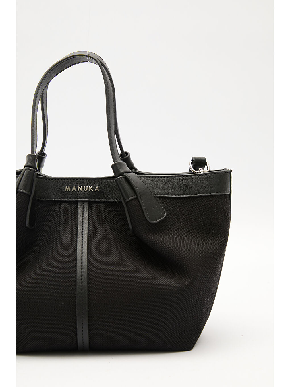 Kanvas Dikiş Detaylı Mini Çanta Siyah-4