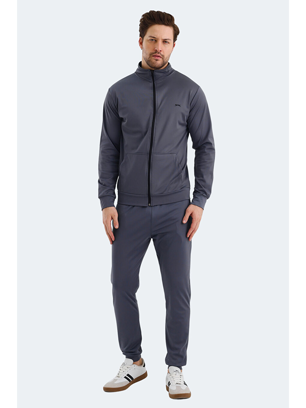 KLOTEN IN Erkek Fermuarlı Dik Yaka Cepli Gri Eşofman Takımı-6