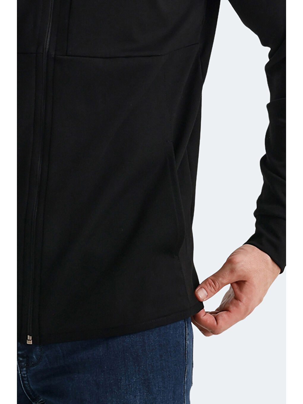 VIOLET Erkek Fermuarlı Sweatshirt Siyah-5