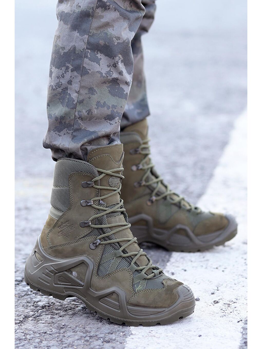 Haki P1490 Meridyen Su Geçirmez Deri Erkek Askeri Bot Ayakkabı