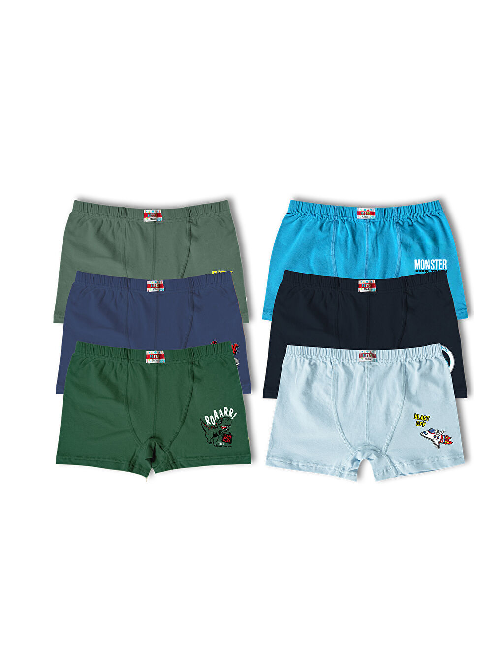 Hnx Karişik Pamuklu Baskılı Erkek Çocuk Boxer Külot 6'lı