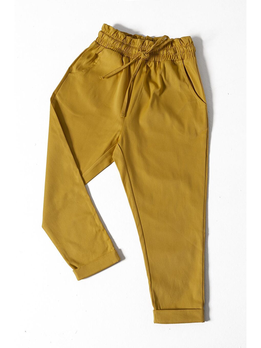 Sarı Kız Çocuk Havuç Pantolon Gabardin Kumaş 8-14 Yaş Arası-1