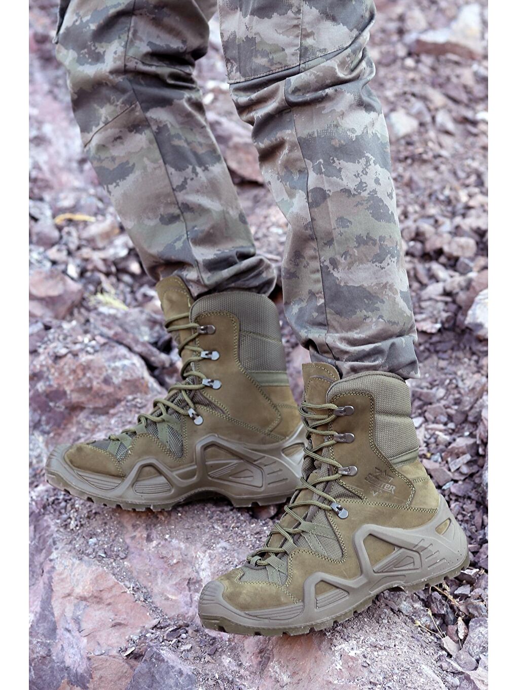 Haki P1490 Meridyen Su Geçirmez Deri Erkek Askeri Bot Ayakkabı-2