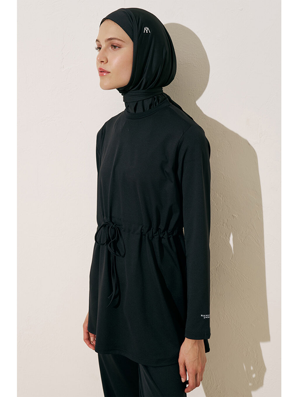 Beli Ayarlamalı Tesettür Mayo Siyah-4