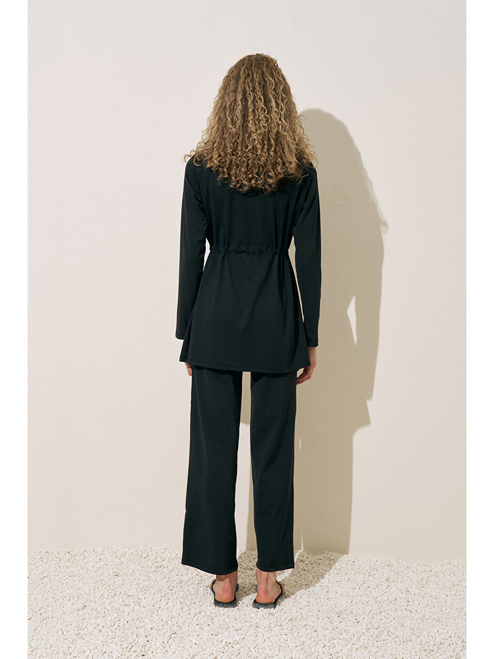 Beli Ayarlamalı Tesettür Mayo Siyah-5