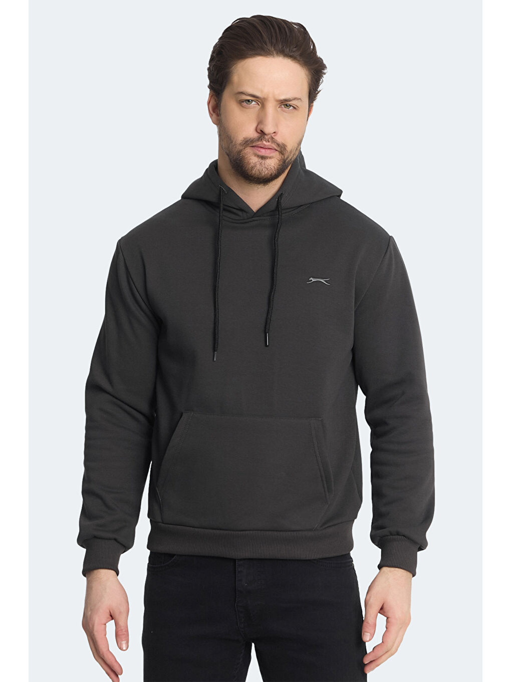 KICKSON IN Erkek Kapüşonlu Cepli Antrasit Sweatshırt-2