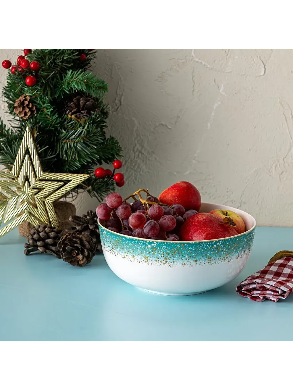 Beyaz Starlight Fine Bone New Year Yılbaşı Salata Kasesi 21 cm-4