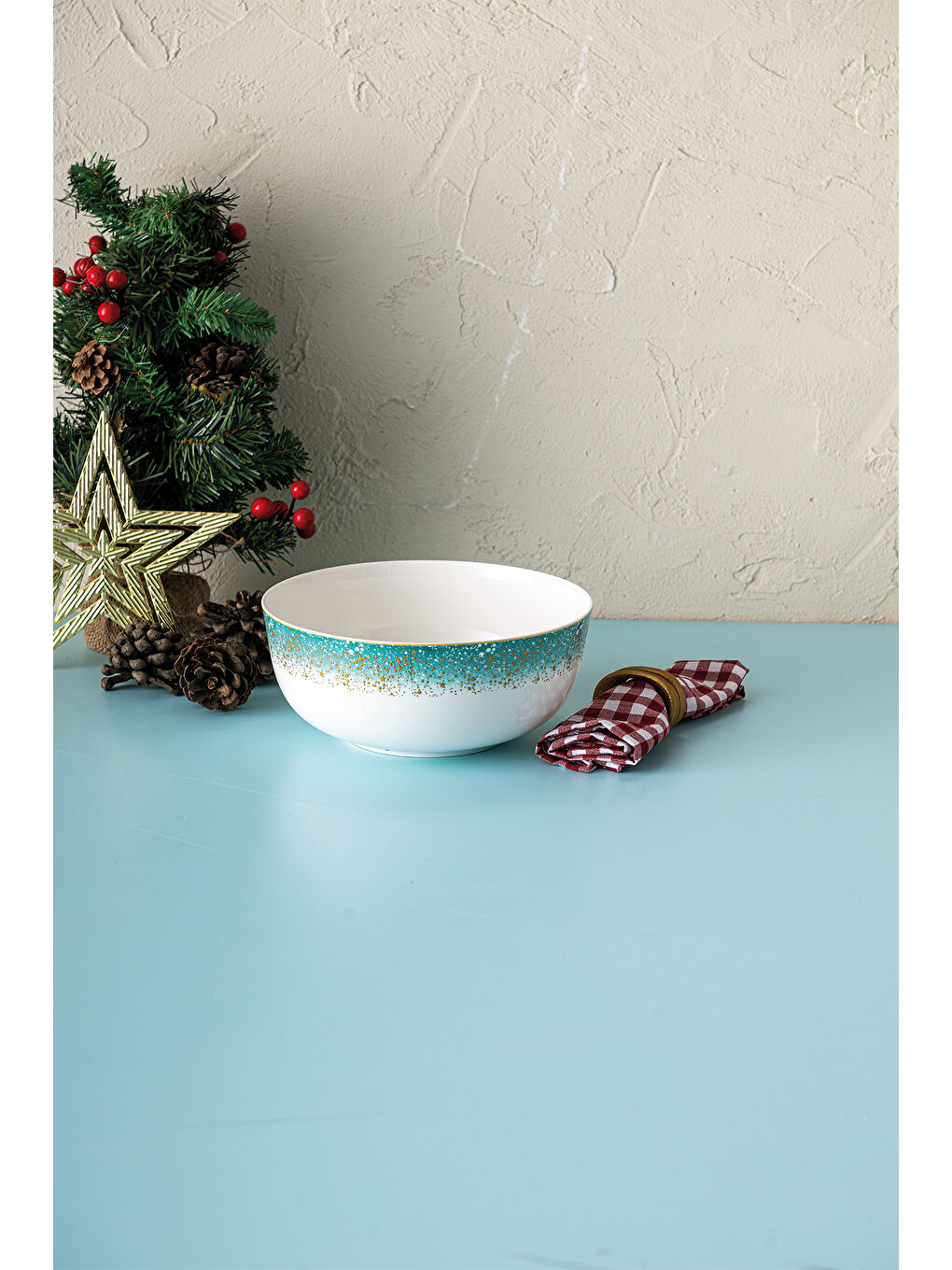 Beyaz Starlight Fine Bone New Year Yılbaşı Salata Kasesi 21 cm-1