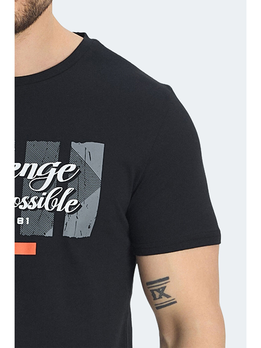 RATAN Erkek Baskılı Siyah Tişört-5