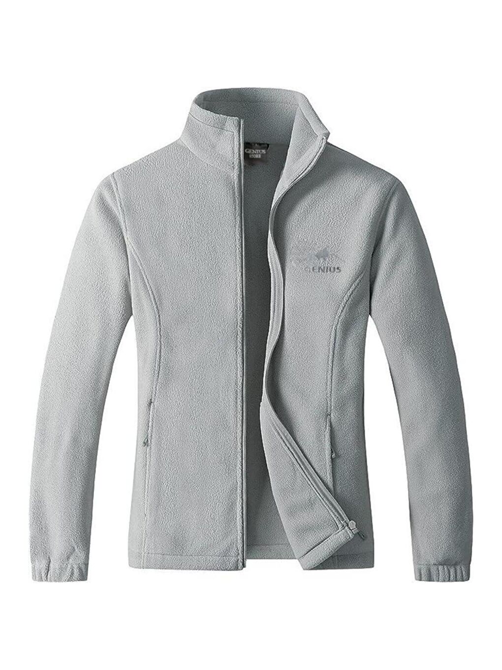 Gri Unisex Renkli Tam  Polar  Fermuarlı Sweatshirt