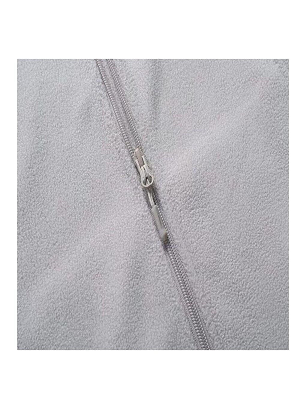 Gri Unisex Renkli Tam  Polar  Fermuarlı Sweatshirt-3