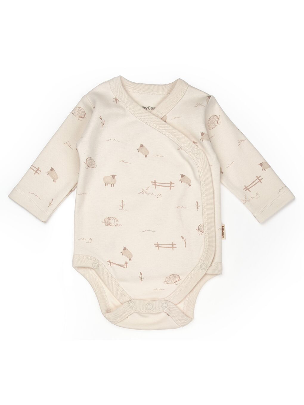 Ekru Bebek 2'li Kruvaze Body %100 Organik Pamuk, Bebek ve Yenidoğan Serisi - CSY8178-2