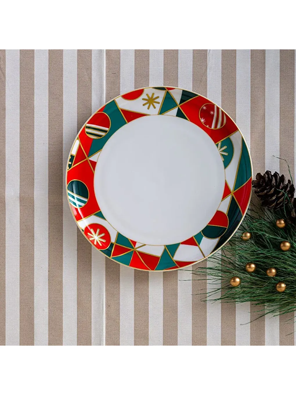 Beyaz Starlight Fine Bone New Year Yılbaşı Servis Tabağı 27 cm-3