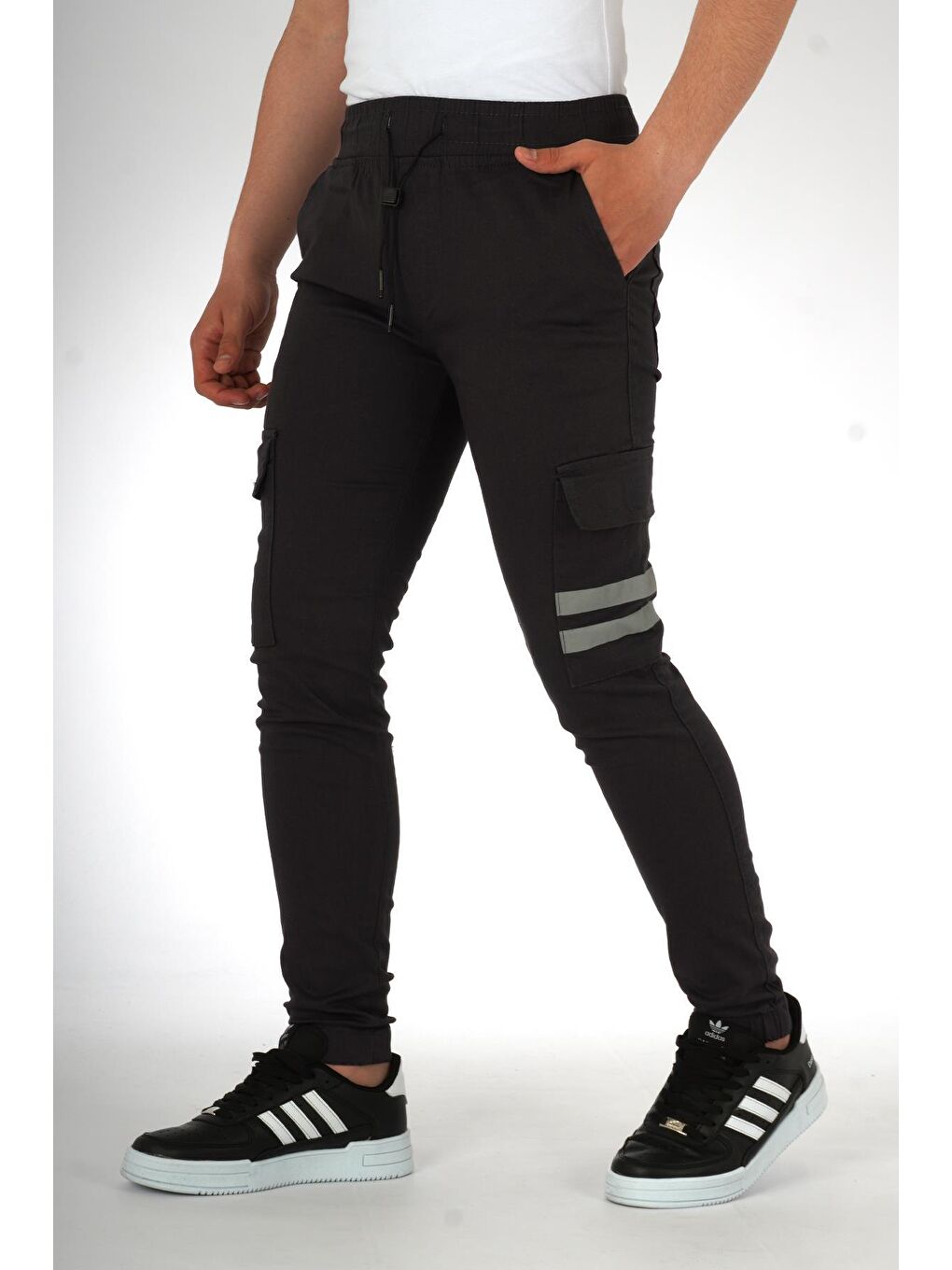 Gri Erkek Çocuk Lastikli Kargo Pantolon Fit Kanvas2-15 Yaş