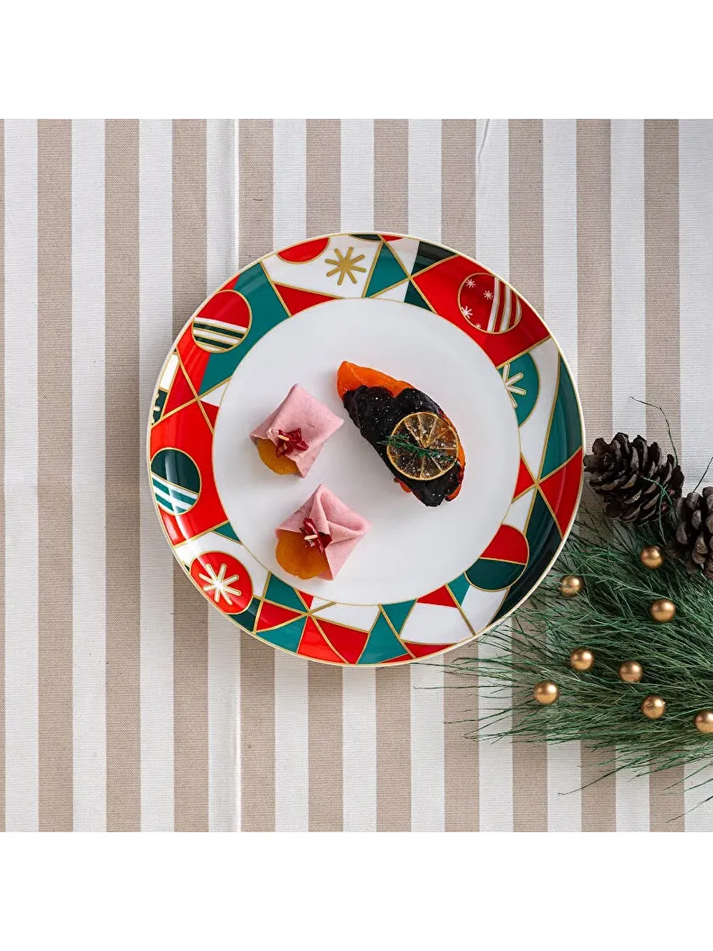 Beyaz Starlight Fine Bone New Year Yılbaşı Servis Tabağı 27 cm-4