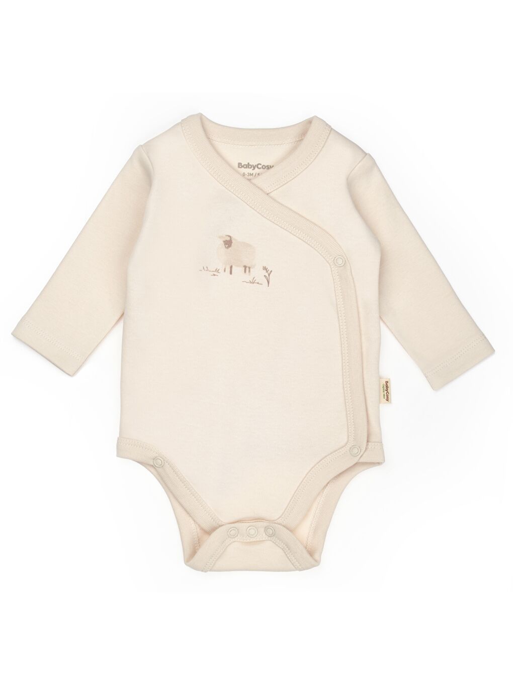 Ekru Bebek 2'li Kruvaze Body %100 Organik Pamuk, Bebek ve Yenidoğan Serisi - CSY8178-4