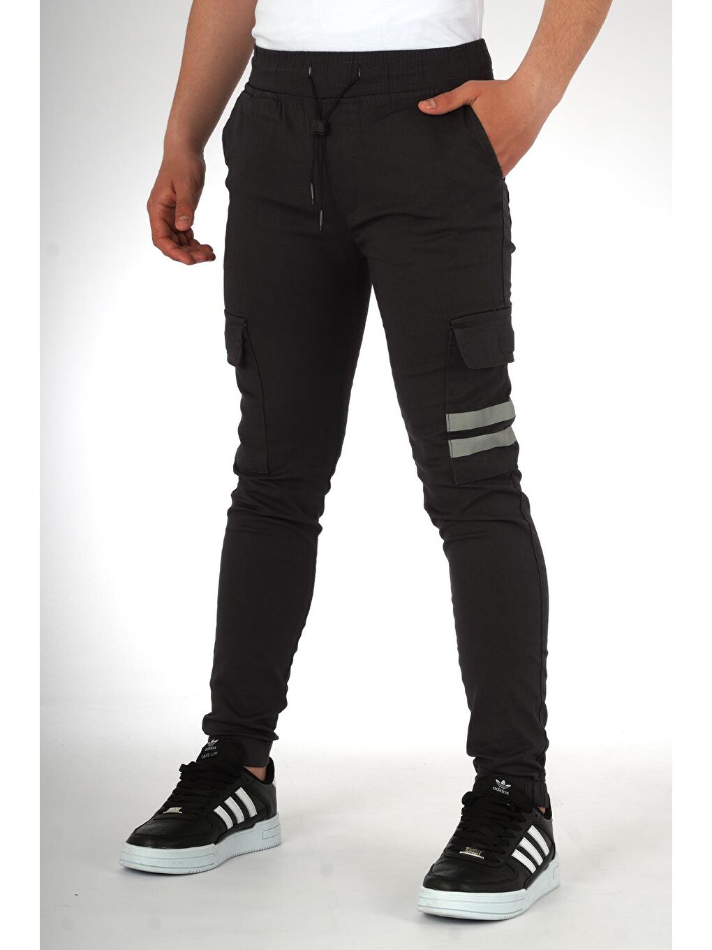 Gri Erkek Çocuk Lastikli Kargo Pantolon Fit Kanvas2-15 Yaş-1