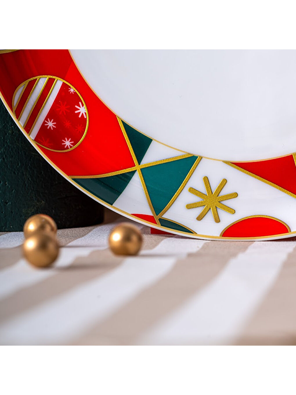 Beyaz Starlight Fine Bone New Year Yılbaşı Servis Tabağı 27 cm-6