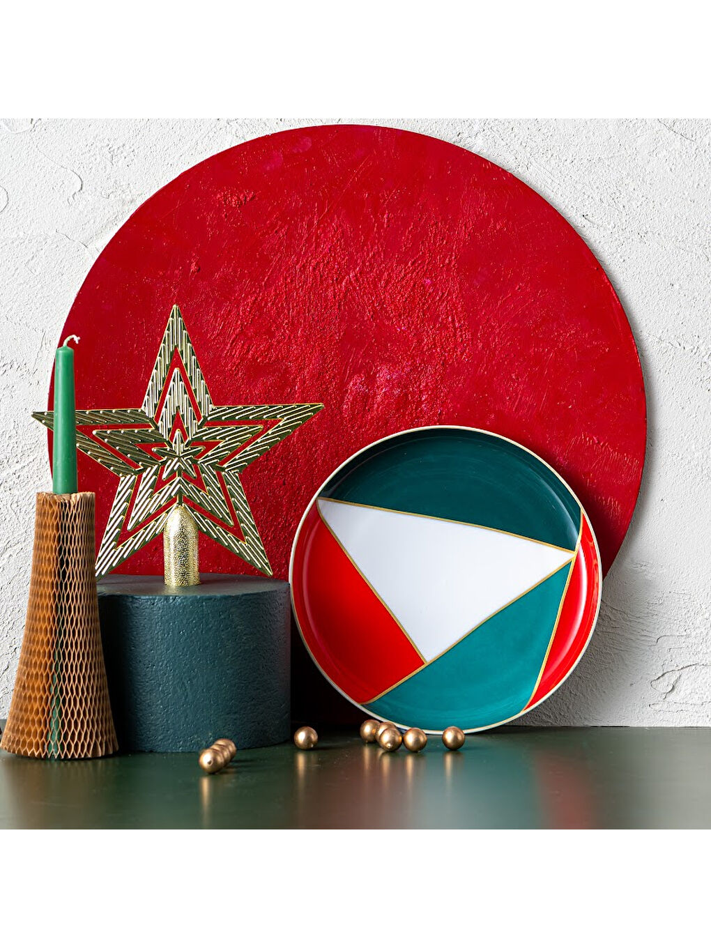 Beyaz Starlight Fine Bone New Year Yılbaşı Pasta Tabağı Multicolor 21 cm-2