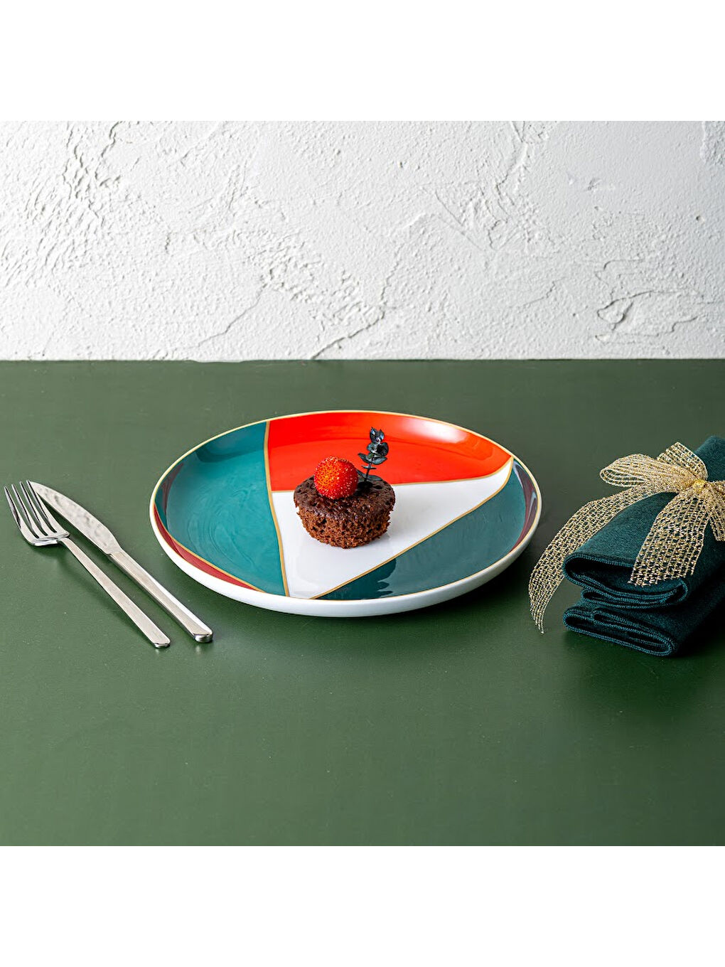 Beyaz Starlight Fine Bone New Year Yılbaşı Pasta Tabağı Multicolor 21 cm-4