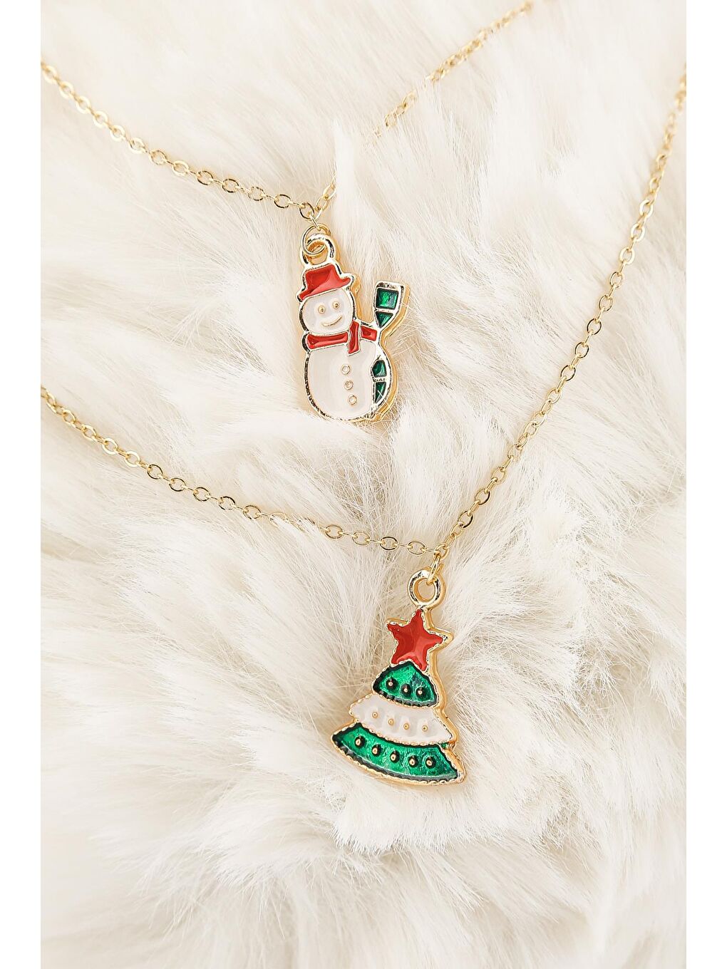 Yeşil Yılbaşı Figür Sallantılı Kolye Seti 2'li Paket-1