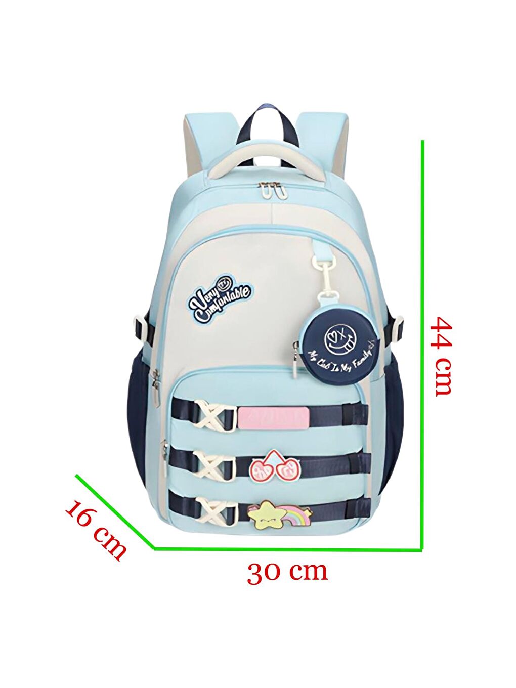 3 Bölmeli Very Comfort Kolej Okul Sırt Çantası Turkuaz-Lacivert (MU-1728)-1