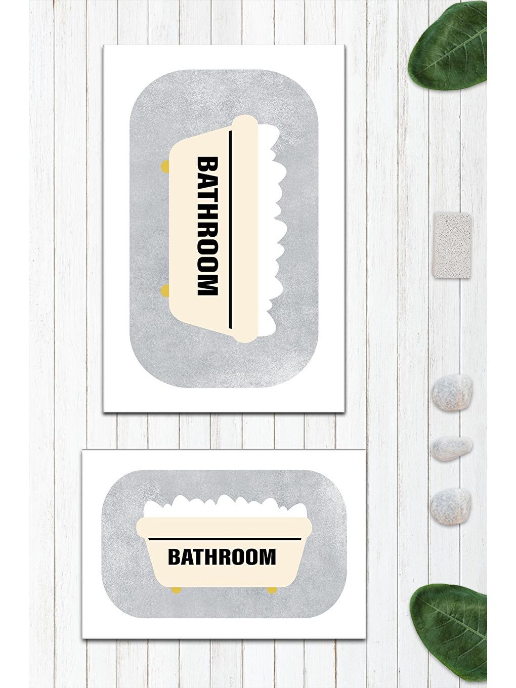 EVMİLA Karışık Modern Desenli Banyo Paspası 2'li 50x60 cm - 60x100cm - 1