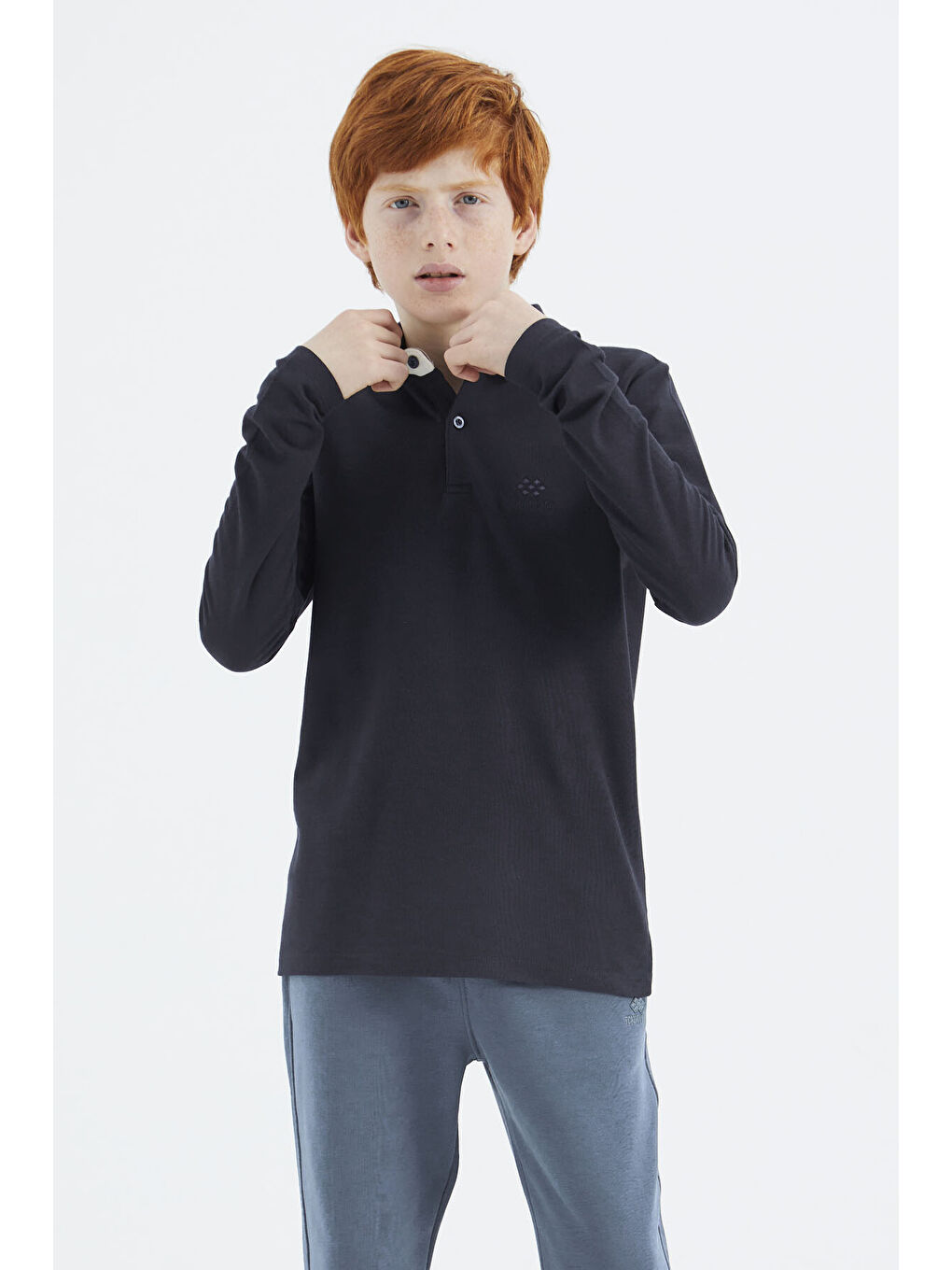 Lacivert Polo Yaka Basic Erkek Çocuk Tişört - 11171-6