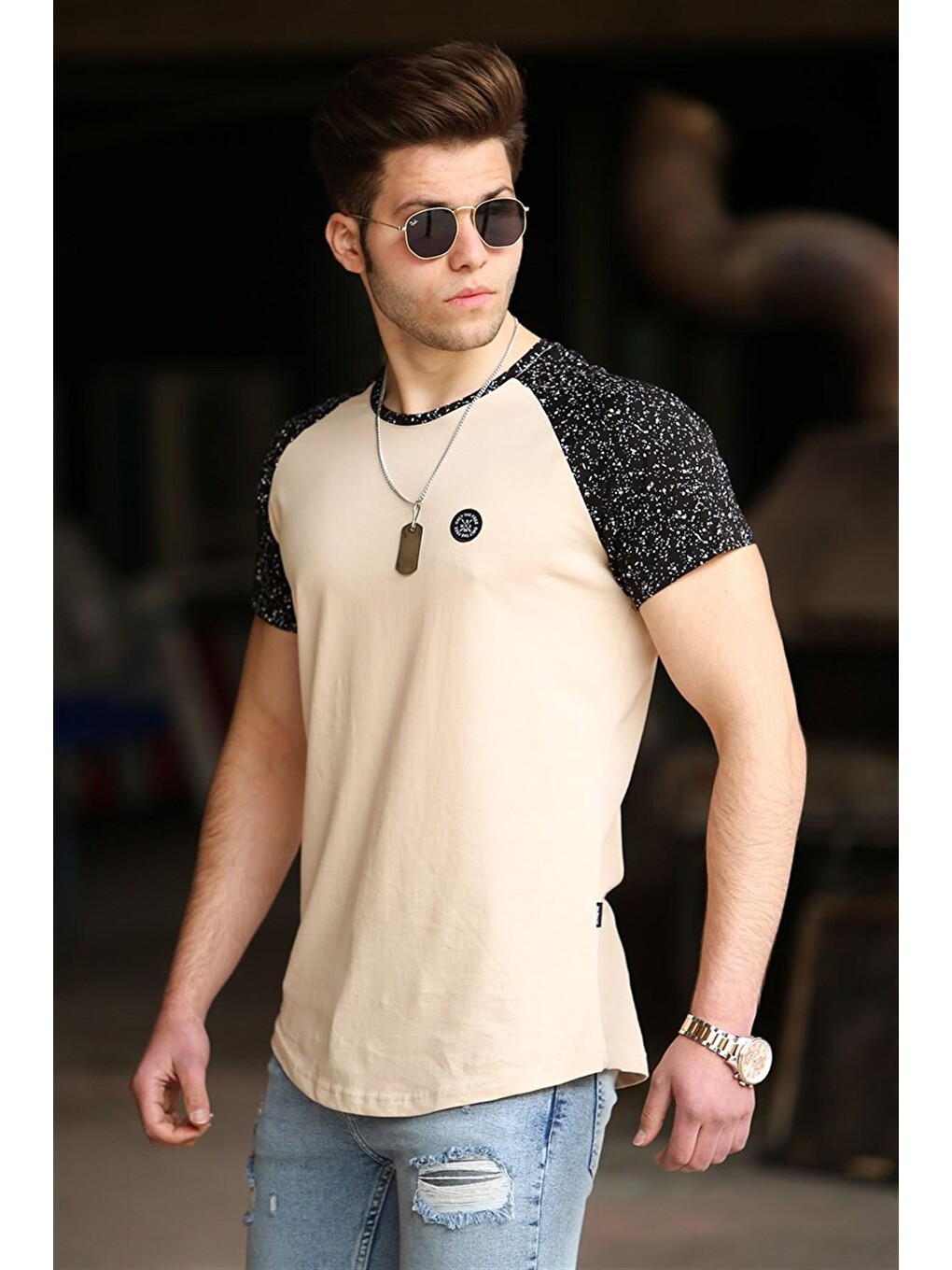 Bej Camel Basic Erkek Tişört 4523-1