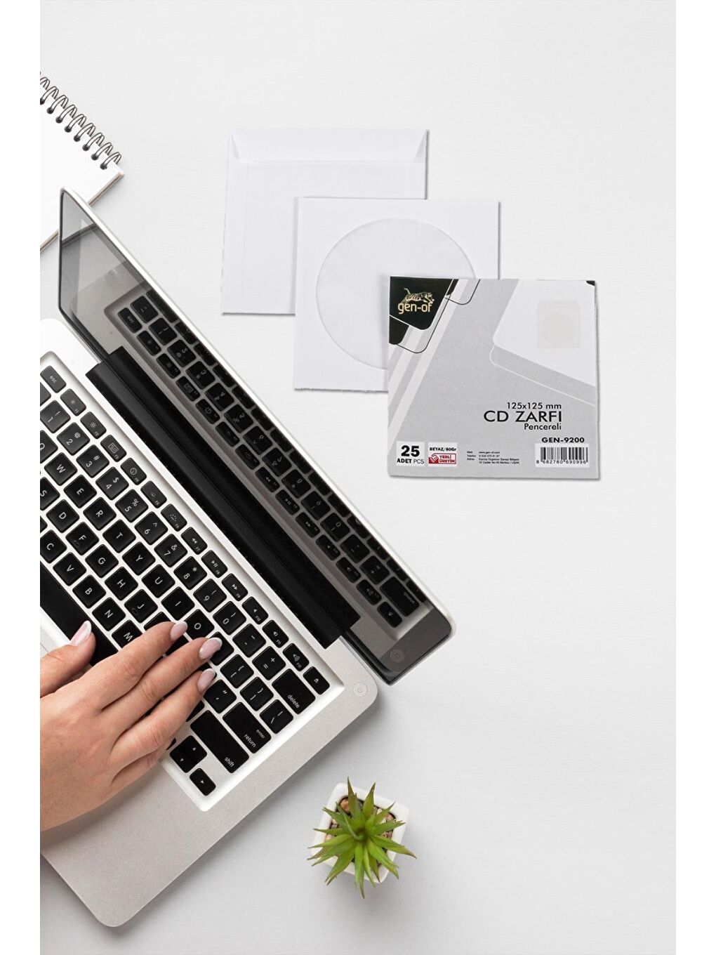 Pencereli CD Zarfı Beyaz 80 gr 1000 li Tutkallı-1