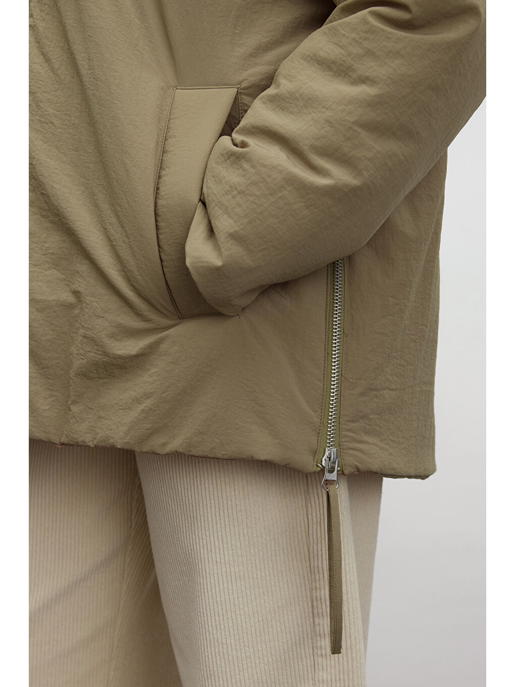 Bej Fermuarlı Mont Vizon-6