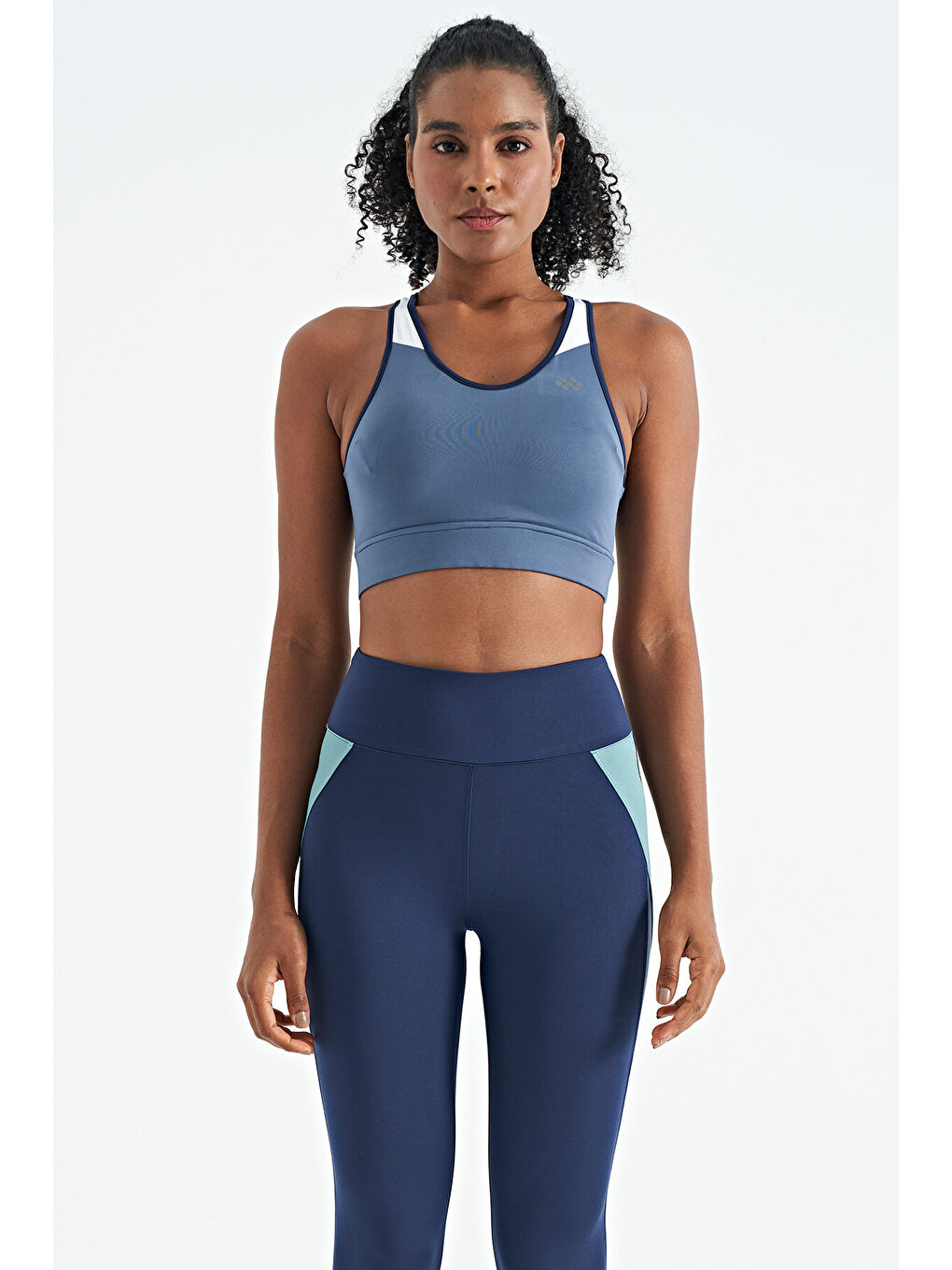 Petrol Renk Bloklu Sırt Baskı Detaylı Dar Kalıp Kadın Büstiyer - 97253