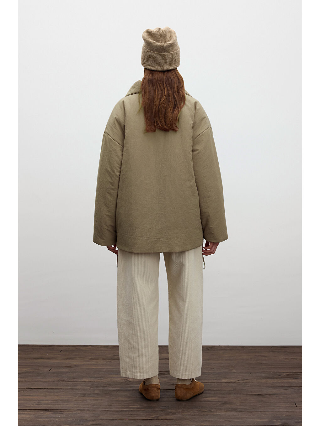 Bej Fermuarlı Mont Vizon-7