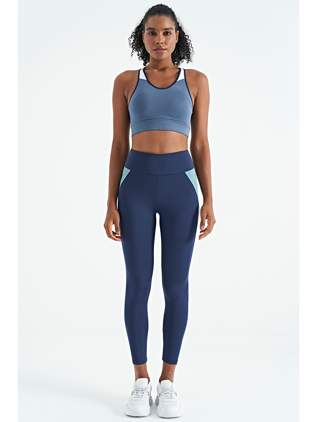 Petrol Renk Bloklu Sırt Baskı Detaylı Dar Kalıp Kadın Büstiyer - 97253-2