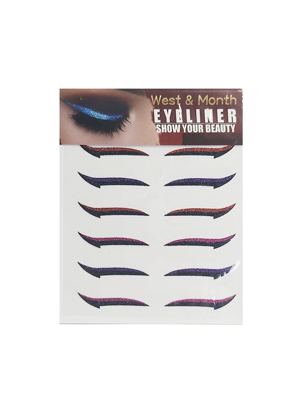 Glitter Kendinden Yapışkanlı Simli Dumanlı Kedi Göz Eyeliner 6'lı Set