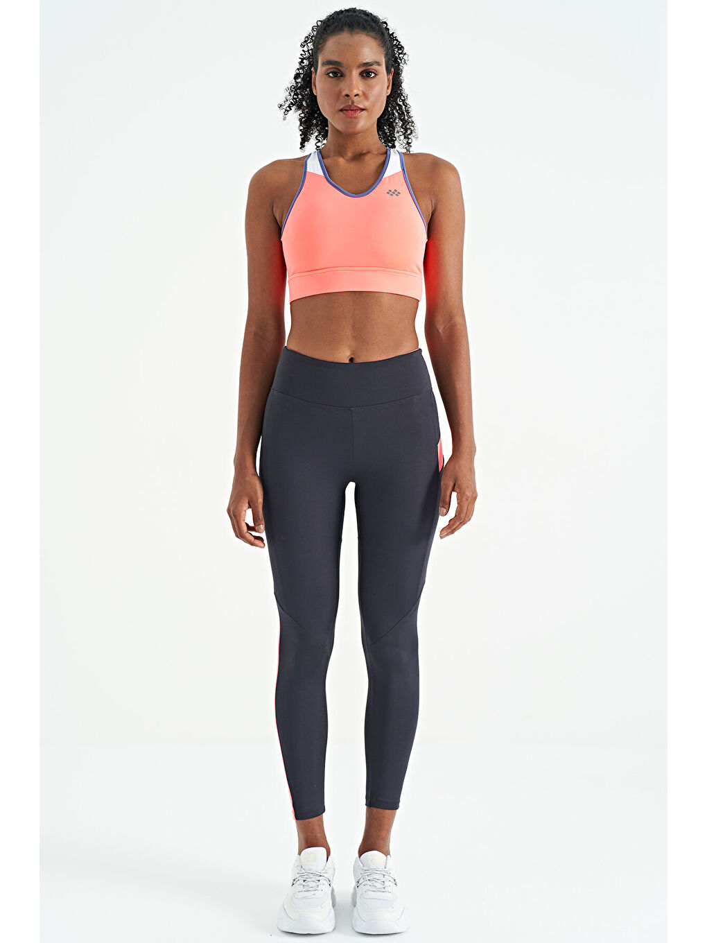 Neon Pembe Renk Bloklu Sırt Baskı Detaylı Dar Kalıp Kadın Büstiyer - 97253-2